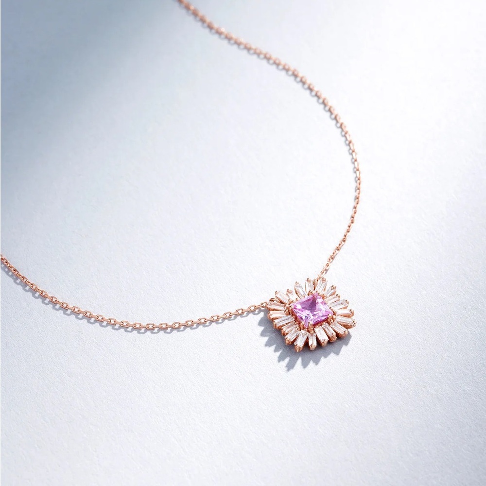 18k rose gold Suzanne Kalan ‘Spark’ pink sapphire necklace - Picture 2 of 11